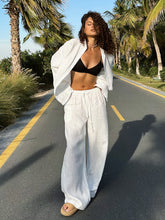 Load image into Gallery viewer, Cotton Casual Two-Piece Set – Loose Shirt and Trousers