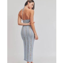 Load image into Gallery viewer, Sleeveless Sexy Slim Fit See through Halter Cut out Maxi Dress Women Knitted Sling Backless Dress