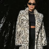 Winter Leopard Print Women Coat Mid Length Collar Leather Fur Coat