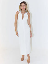 Load image into Gallery viewer, Simple Slit Maxi Dress Summer Polo Collar Dress Women
