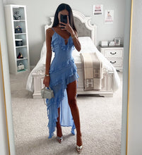 Load image into Gallery viewer, Sexy Sling Irregular Asymmetric Solid Color Dress