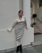 Load image into Gallery viewer, Long Sleeve Dress Women Knitted Deep V Plunge Sweater Maxi Dress