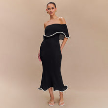 Load image into Gallery viewer, Summer Contrast Color Ruffled off the Shoulder Tube Top Backless Dress