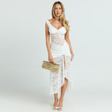 Load image into Gallery viewer, Summer Sexy Lace Hollow Out Cutout out Stitching Spaghetti Straps Slimming Split Dress