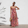 Summer Products Printed Lace up Smocking Waist Wide Leg Pants