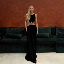 Load image into Gallery viewer, Hollow Out Cutout out Maxi Dress round Neck Sleeveless Solid Color Dress