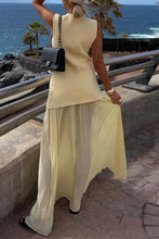 Load image into Gallery viewer, Spring Summer Knitted Stitching Vest Set Casual Vacation Loose Skirt Women