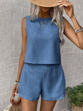 Load image into Gallery viewer, Cotton Linen Sleeveless Top With Shorts Set