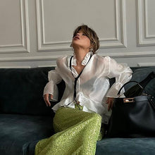 Load image into Gallery viewer, Women Clothing Sexy See through Smock Top Summer Bell Sleeve French Shirt