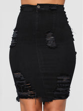 Load image into Gallery viewer, Ripped Denim Skirt