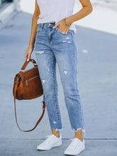 Load image into Gallery viewer, Washed Frayed Tassel Slim High Elastic Skinny Jeans