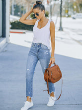 Load image into Gallery viewer, Washed Frayed Tassel Slim High Elastic Skinny Jeans