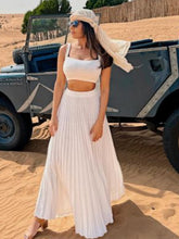 Load image into Gallery viewer, Knitted Camisole + Skirt Elegant Sleeveless Short Top Pleated Skirt Set