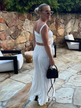 Load image into Gallery viewer, Knitted Camisole + Skirt Elegant Sleeveless Short Top Pleated Skirt Set