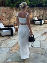 Load image into Gallery viewer, Knitted Camisole + Skirt Elegant Sleeveless Short Top Pleated Skirt Set
