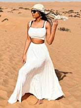 Load image into Gallery viewer, Knitted Camisole + Skirt Elegant Sleeveless Short Top Pleated Skirt Set