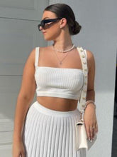 Load image into Gallery viewer, Knitted Camisole + Skirt Elegant Sleeveless Short Top Pleated Skirt Set