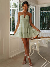 Load image into Gallery viewer, Women's new suspender v-neck long patchwork dress