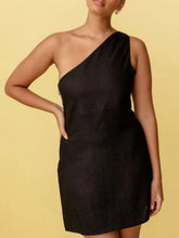 Load image into Gallery viewer, New casual solid color slant shoulder dress