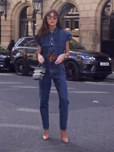 Load image into Gallery viewer, Solid Color Big Pocket Sleeveless Lapel Shirt Denim Top