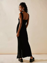 Load image into Gallery viewer, New style ladies solid color waist slit dress
