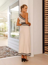 Load image into Gallery viewer, New women's elegant slant collar lace stitching dress