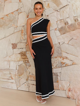 Load image into Gallery viewer, New women's elegant slant collar lace stitching dress