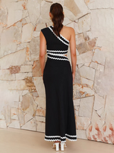 Load image into Gallery viewer, New women's elegant slant collar lace stitching dress