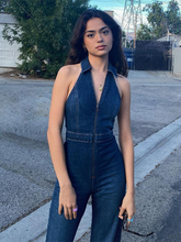 Load image into Gallery viewer, Women's new slim fit fashion street retro style high waist denim jumpsuit