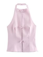 Load image into Gallery viewer, New Fabric Bowknot Halter Neck Vest Top