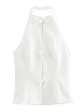 Load image into Gallery viewer, New Fabric Bowknot Halter Neck Vest Top