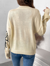 Load image into Gallery viewer, Semi-High Neck Floral Knit Sweater