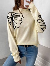 Load image into Gallery viewer, Semi-High Neck Floral Knit Sweater