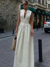 Load image into Gallery viewer, New Sleeveless V-neck Casua Waist Zipper Neck Dress
