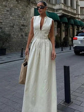 Load image into Gallery viewer, New Sleeveless V-neck Casua Waist Zipper Neck Dress