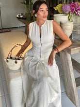 Load image into Gallery viewer, New Sleeveless V-neck Casua Waist Zipper Neck Dress