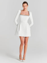 Load image into Gallery viewer, French Square Neck Diamond Long Sleeve Dress