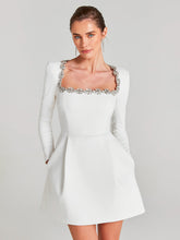 Load image into Gallery viewer, French Square Neck Diamond Long Sleeve Dress