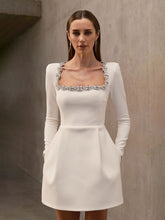 Load image into Gallery viewer, French Square Neck Diamond Long Sleeve Dress