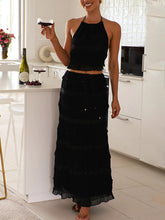Load image into Gallery viewer, New Sleeveless Chiffon Elastic Waist Two-Piece Suit