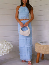 Load image into Gallery viewer, New Sleeveless Chiffon Elastic Waist Two-Piece Suit