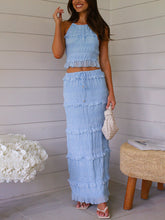 Load image into Gallery viewer, New Sleeveless Chiffon Elastic Waist Two-Piece Suit
