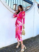 Load image into Gallery viewer, Pleated Print Long Sleeve Dress