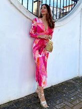 Load image into Gallery viewer, Pleated Print Long Sleeve Dress