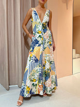 Load image into Gallery viewer, Casual printed women's sleeveless large V-neck swing dress
