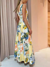 Load image into Gallery viewer, Casual printed women's sleeveless large V-neck swing dress